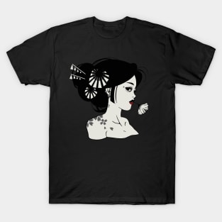 Geisha Design | Handmade Geisha Illustration | Digitally Illustrated Japanese Geisha T-Shirt